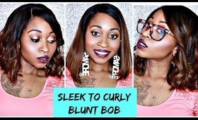 Sleek Blunt Cut Bob Styled To Curly/Messy Bob Lace Frontal WigTutorial  | Evawigs