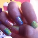 Glittery Rainbow Ombré Nails
