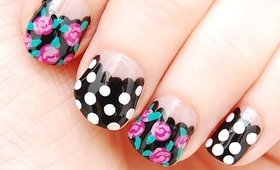 Roses and Dots Reverse French Tip | Monday Mani