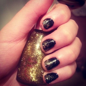 Black with gold ombré glitter