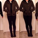 Dark green army-ish jacket. Winter outfit 