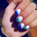 nails blue and water green