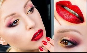 ♕♕♕ Klasyczny Glamour  z zerwonymi ustami ☆☆ GLAMOUR MAKEUP ♕♕♕