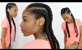 4 Cornrows on Natural Hair with Extensions► Feed in Braids