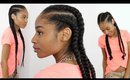 4 Cornrows on Natural Hair with Extensions► Feed in Braids