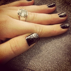 Did my nails last month #black #silver #glitter