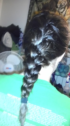 my mom braided my hair last night :3