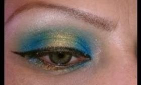 TEAL AND GOLD SUMMER 2013 EYESHADOW TUTORIAL