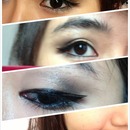 Smokey eye with double winged liner 