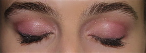 A really delicate and easy to do look using different pinks and a little dark purple for eyeliner. Perfect summer look.

Used a warm and sparkly pink over the whole eye. Used a deep pink in the crease and outer corner and a bright pink midway and on the outer corner. Used a dark purple to do a little liner above and below. 

