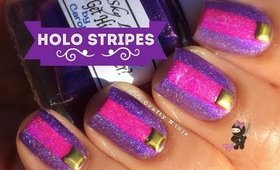 Holographic Stripes and Stud Nail Art by The Crafty Ninja