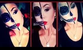 HALF CLASSIC HALF SKULL HALOWEEN FACE TUTORIAL