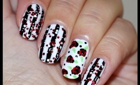 Retro Manicure: Stripes and Roses