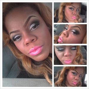 Glitter eyes and pink lips!