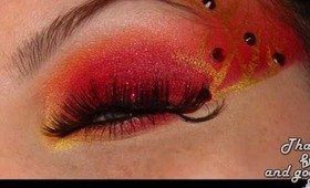 Flame red glitter make up tutorial