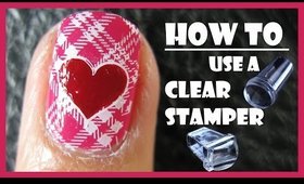 HOW TO USE A CLEAR STAMPER FOR STAMPING NAIL ART DESIGNS PINK PLAID NAILS | MELINEY