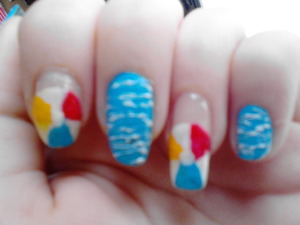 Beach ball nail art by me, btw im 13 years old.