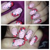 Floral newspaper valentines day nails
