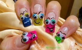 Fun Smileys, 3D Googley Eyes Nail Art Design Tutorial - ♥ MyDesigns4You ♥