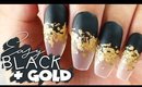 Super Easy Black & Gold on Clear Tips Nail Art Tutorial // Nail Art at Home