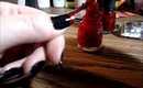 Red Glitter Fading Into Black Nail Tutorial