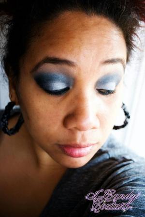 Feeling Blue...  FOTD 1/27/12:  Using I-Candy Couture's Pigments: Maui, Desire, New Moon and Peaches & Creme.  On my lips: I-Candy Couture's Lipstick in Strawberry Cheesecake and as my primer I used the new ICC I-Candy Fix, Eye Primer.  
Earrings also by 