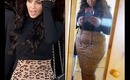 Kim Kardashian Inspired Outfit: Leopard Print Bodycon Skirt & Black Turtle Neck