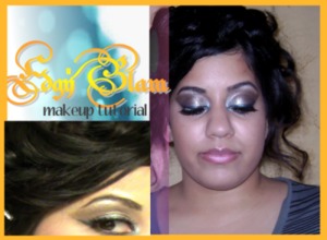 Check out full step by step makeup tutorial on my YT Channel: GlamXpress
 **Don’t forget to also check out the hair tutorial, perfect for your holiday formal events**
 
This look was created with the holidays in mind. It has the perfect amount of glam but is far from the retro glamour look.
 
The main colors are earthy toned neutrals: silvers, greys, browns.
 The metallic silver adds the perfect glam factor but the smoked out browns add just the right amount of brown to compliment the look. Silver, when worn alone can sometimes give off a harsh, cool toned effect; which isn’t always flattering. But with the warm toned browns, it adds the perfect contrast for any holiday look. This look has so much versatility. Skip the glitter in the center of the lid and this look is wearable for everyday.
 I added a jewel toned blue liner to add some color to the neutral look. Finish with mascara and you’re done!
 
For more tutorials, head over to youtube (dot) com / GlamXpress
 See you there!
 Mandy aka GlamXpress
