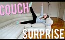 Surprising my roommate with an INFLATABLE COUCH! Vlogmas 9, 2017