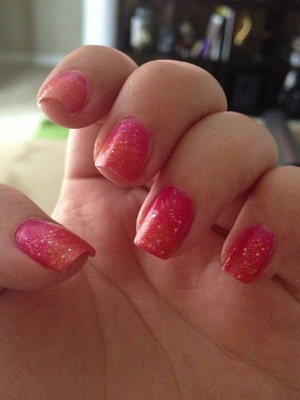Pink and Orange Ombre Nail