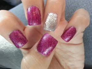 Pink and silver glittery nails :)