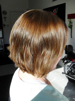 after color, highlights+toner and haircut
redken chromatics 6N
toner- redken shades eq mojave 8N
