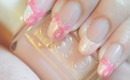 Pink Awareness Ribbon Inspired French tip nail art tutorial