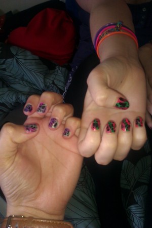 Rosie and Shanz attempt at a multi-colour shattered nail 
