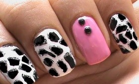 Giraffe Nail Art tutorial Animal Nails Art designs beginners cute nail polish ideas Short/long nails