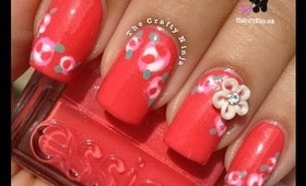 Coral Flower Nails by The Crafty Ninja