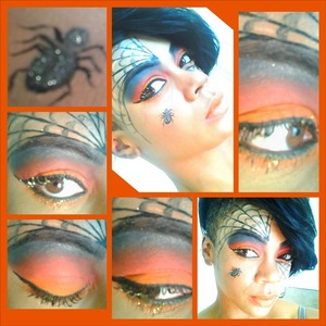 orange and black halloween makeup