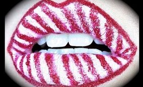 Candy Cane or Peppermint Christmas Lip Art ft Sugarpill & Eye Kandy
