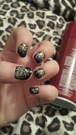 Black onyx with Barry M Gold glitter