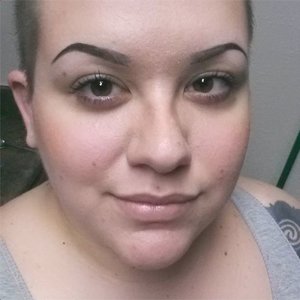 I rarely wear looks this "natural" looking, but I liked my makeup the day I wore it like this.  Only brightening liner and mascara on the eyes, brows done, and warm colored blush instead of my usual pink.