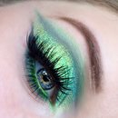Glittery Lime Green and Teal Cut Crease