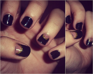 Just a simple nail design *black* *pink* *gold*