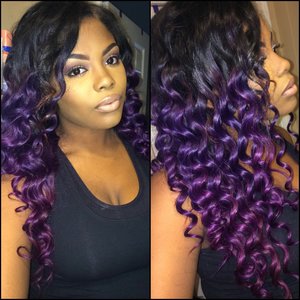 Used Adore Semi Permanent hair color in black velvet, purple rage, and violet gem