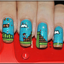 Super Mario themed nail art