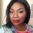 Neutral eyes red lips