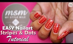 Easy Nailart Tutorial | Stripes and Dots | AUGUST MSM box nail polishes