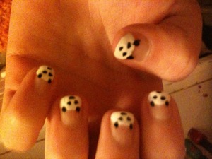 Black and white nail polish
Clear overcoat