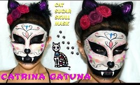 CATRINA GATO Mascara Maquillaje / Sugar Skull CAT mask makeup| auroramakeup