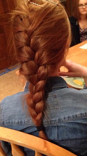 1st French braid I've ever done on myself...it's not perfect but I'm proud of myself :) 