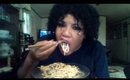 Eating noodles and chicken/ how to used chop-stix/ Mukbang/ASMR